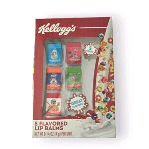 Kellogg’s Cereal Flavored Lip Balm x 5 Rice Krispies Fruit Loops Novelty NIB